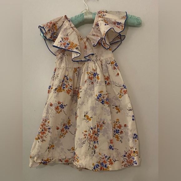Zara Girls Beige Blue Floral Ruffle
Top Dress - Picture 4 of 4